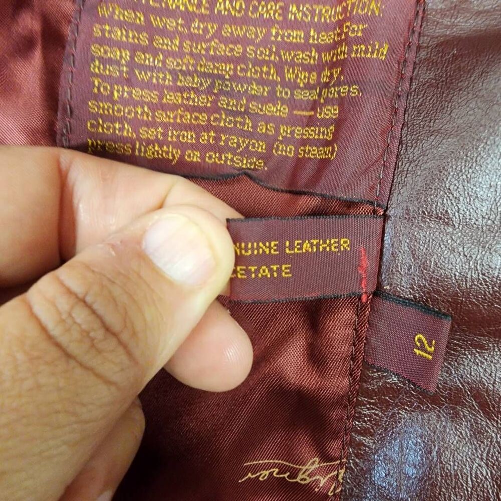 Etienne Aigner Burgundy Genuine Leather Blazer Jacket Women's Size 12 Vintage - Picture 7 of 10